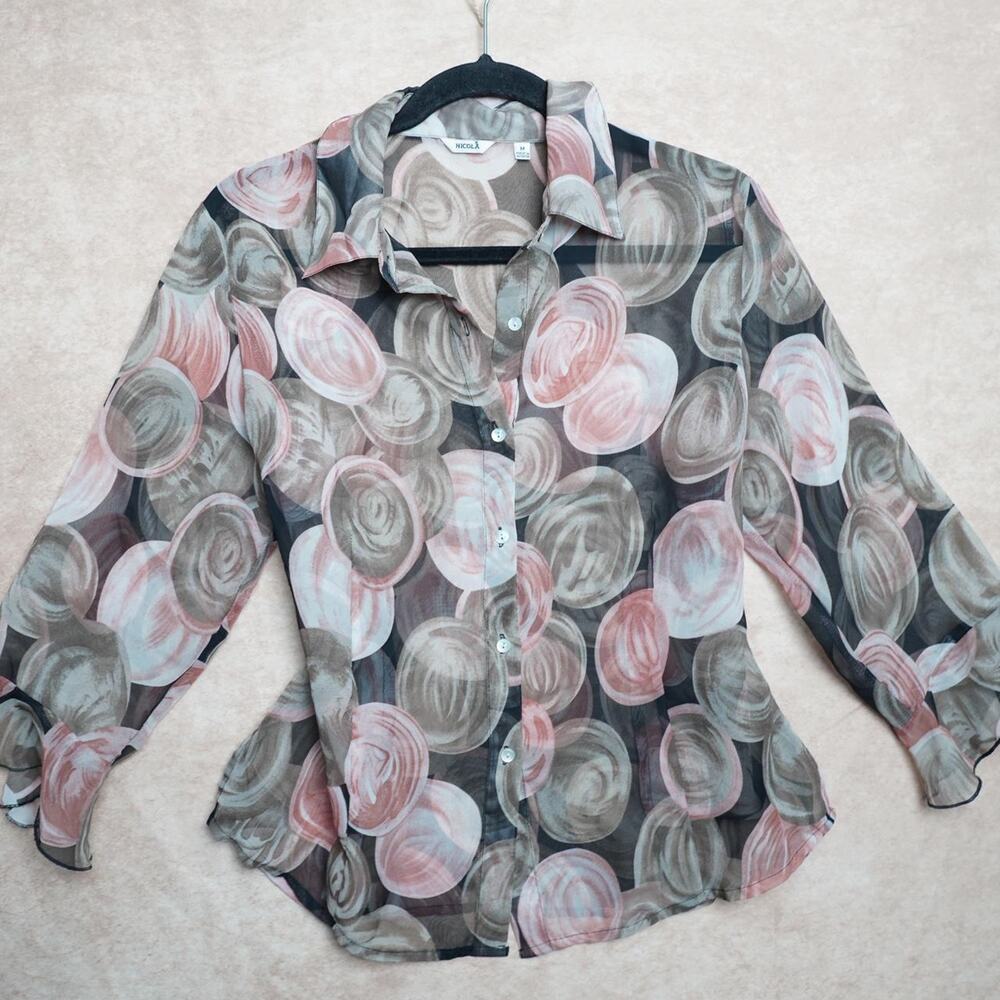 Nicola Sheer Button Up Blouse Medium Y2K